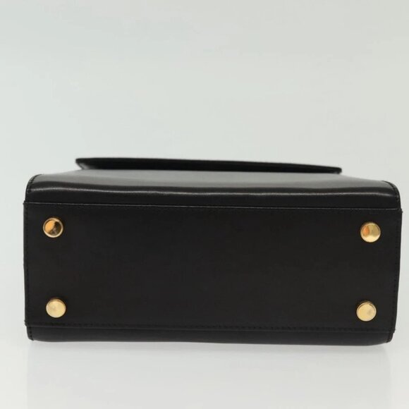 Salvatore Ferragamo Gancini Hand Bag Leather Black Gold Auth 140675 - Picture 10 of 14